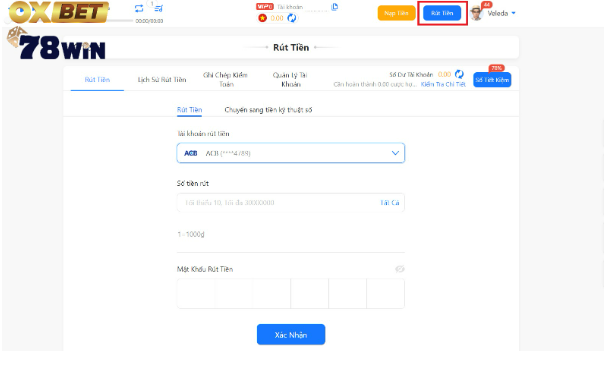 Rút tiền nhanh chóng tại Oxbet