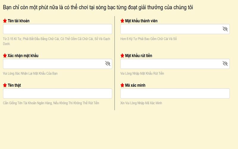 Dien cac thong tin dang ky - Bongdalu Vip